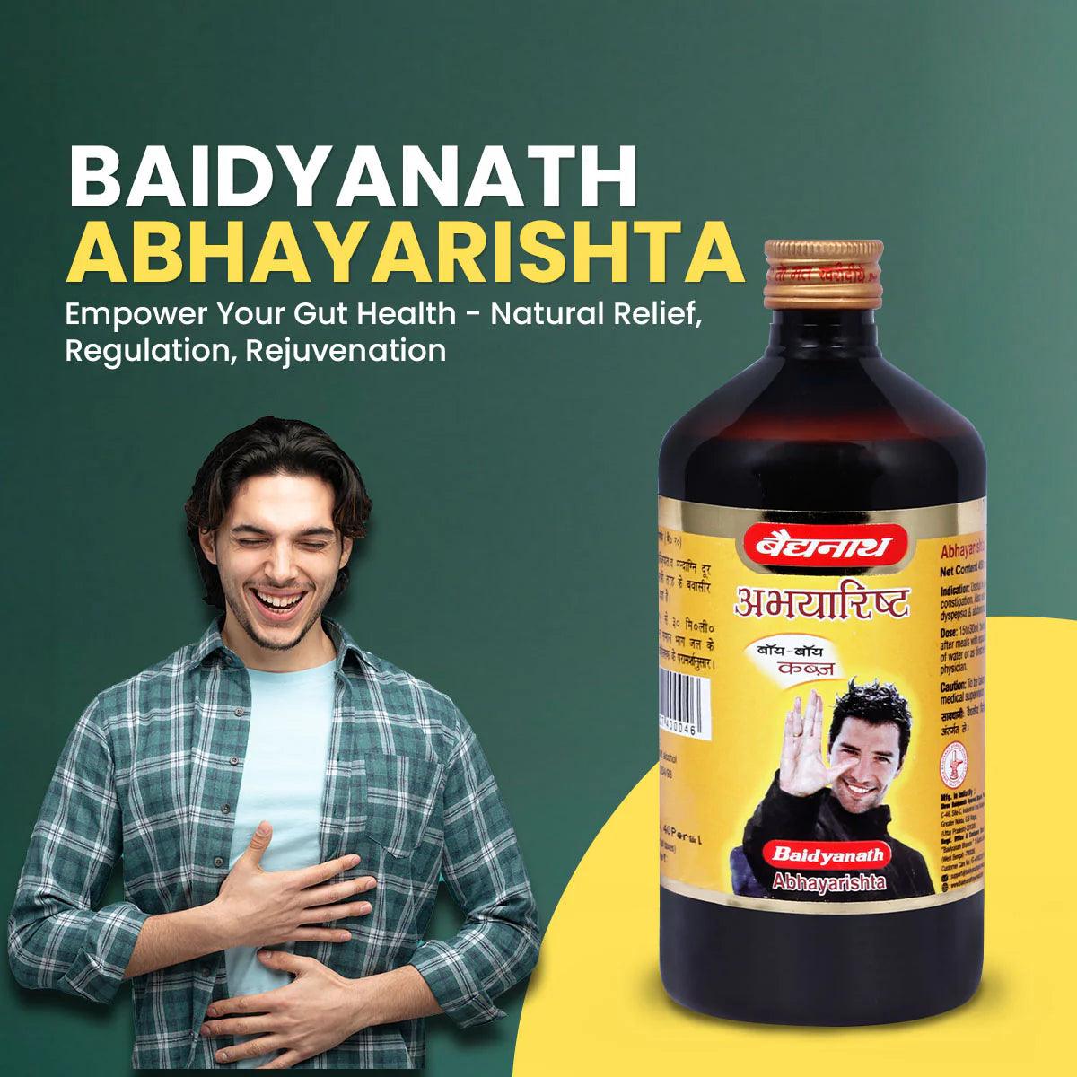 Baidyanath Abhayarisht - 450 ml | Useful in Piles, Constipation and Abdominal Pain Relief (Pack of 1) - AHA KART