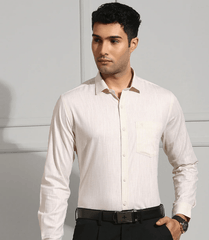 Men 100% Cotton Cream Shirt