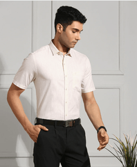 Men 100% Cotton Cream Shirt