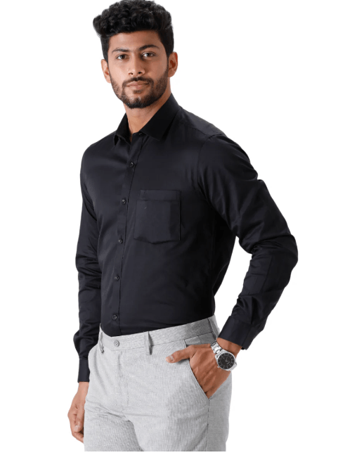 Mens Cotton Rich Black Shirt