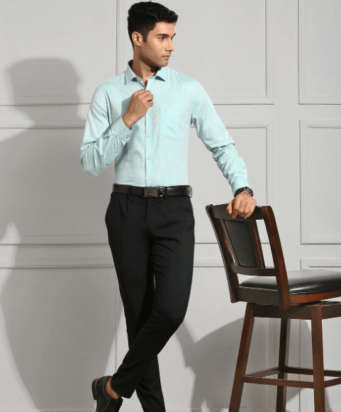 Men 100% Cotton Shirt Blue