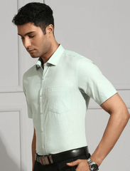 Men 100% Cotton Green Shirt