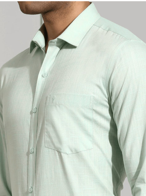 Men 100% Cotton Green Shirt