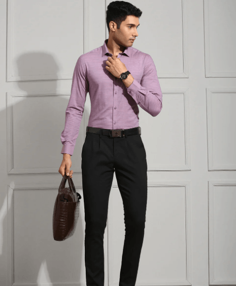 Men 100% Cotton Purple Shirt