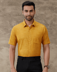 Men Cotton Rich Shirt Half Sleeves Mustard