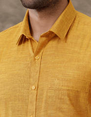 Men Cotton Rich Shirt Half Sleeves Mustard