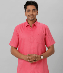 Men Cotton Rich Pink half Sleeves Shirt