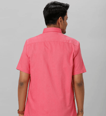 Men Cotton Rich Pink half Sleeves Shirt