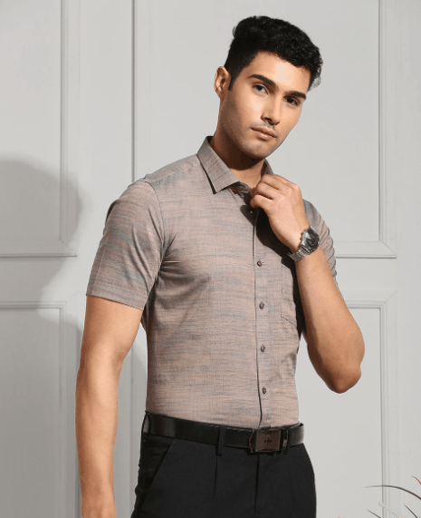 Men Cotton Grayish Blue shirt