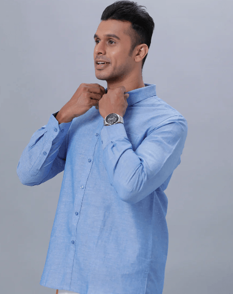 Mens cotton Blue Shirt