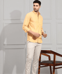 Men Cotton Shirt Orange