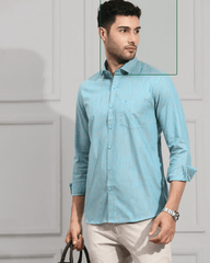 Men Cotton Shirt light Blue