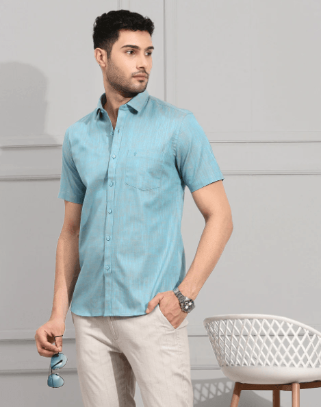 Men Cotton Shirt light Blue