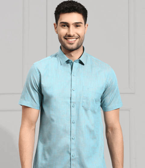 Men Cotton Shirt light Blue