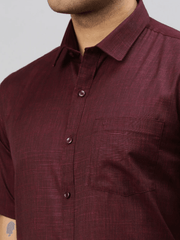 Men Cotton Blend Shirt Maroon