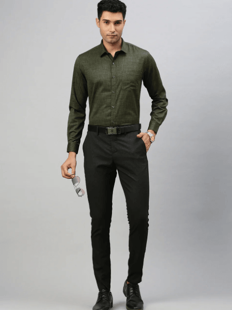 Mens Cotton Blend Shirt Green