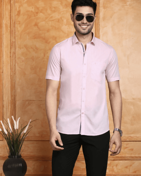 Men Cotton Light Pink Shirt G115