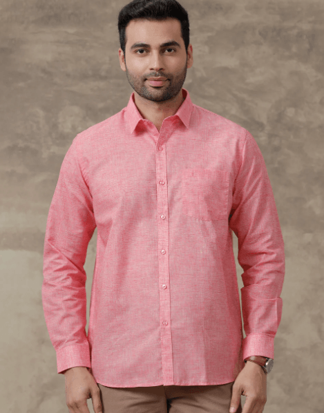 Men Cotton Rich Shirt Pink T34 T01