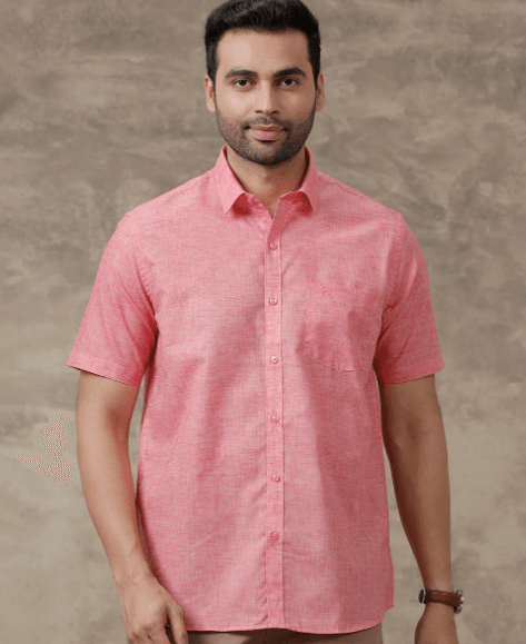 Men Cotton Rich Shirt Pink T34 T01