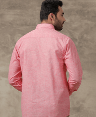 Men Cotton Rich Shirt Pink T34 T01