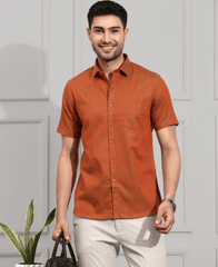 Men Cotton Reddish Brown Shirt Cl2 GT0