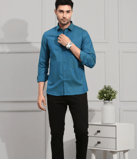 Men Cotton Dark Blue shirt