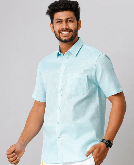 Mens Cotton Blend Shirt Sky Blue CV10