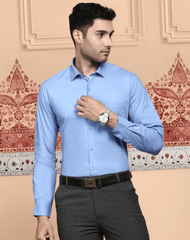 Men Cotton Spandex 2 Way Stretch Shirt blue - LY8