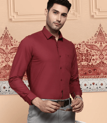 Mens Cotton Spandex 2 way Stretch Shirt Maroon- LY6