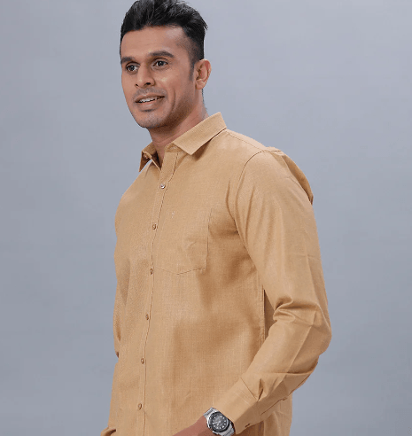 Mens Cotton Rich Shirt Full Sleeves Mustard