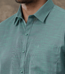 Mens Cotton rich Shirt Greenish Green TxA2 TDS