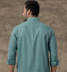 Mens Cotton rich Shirt Greenish Green TxA2 TDS