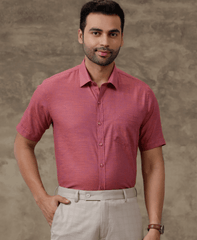 Men cotton Rich Shirt half Sleeves purple