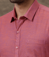 Men cotton Rich Shirt half Sleeves purple