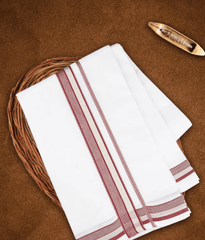 Men Premium Hand loom Dhoti Maroon With Silver Fancy Border