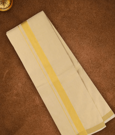 Men Premium Hand loom Dhoti Gold