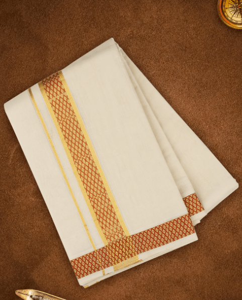 Mens Premium Handloom Panchakacham Cream