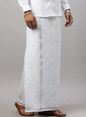 Men Premium Pure Linen Double Dhoti European Gift White Rama