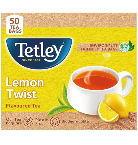 Tatley | Lemon Flavored Refreshing Tea | Black tea 50 Tea Bags 100g