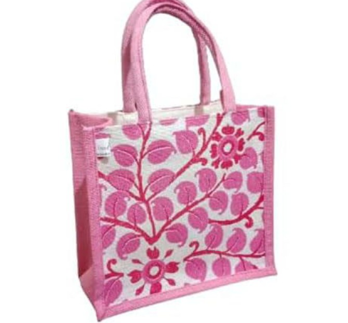 Tendrils Jute Lunch Bag With Print