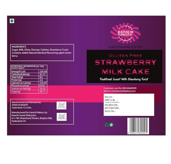 Karachi Bakery  Straw Berry Milk Cake