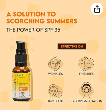 Jovees Sunscreen Face Serum SPF 35 | Aloe Vera & Carrot Extract