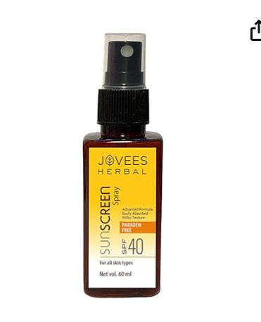 Jovees Herbal Sunscreen Spray SPF 40 | UVA + UVB Protection | For Men & Women, All skin types | 60ml