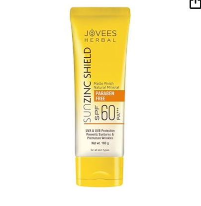 Jovees Sun Zinc Shield SPF 60 Broad Spectrum PA+++ | Matte Finish