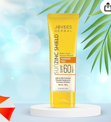 Jovees Sun Zinc Shield SPF 60 Broad Spectrum PA+++ | Matte Finish