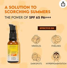 Jovees Sunscreen Face Serum SPF 65 PA+++ | Broad Spectrum protection