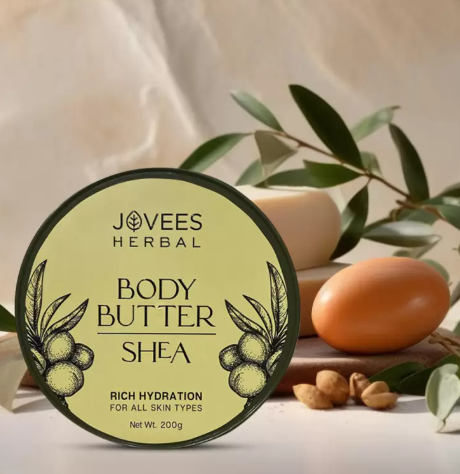 Jovees Shea Body Butter for Dry & Rough Skin | Deep Nourishment, Non-Sticky (200GM)